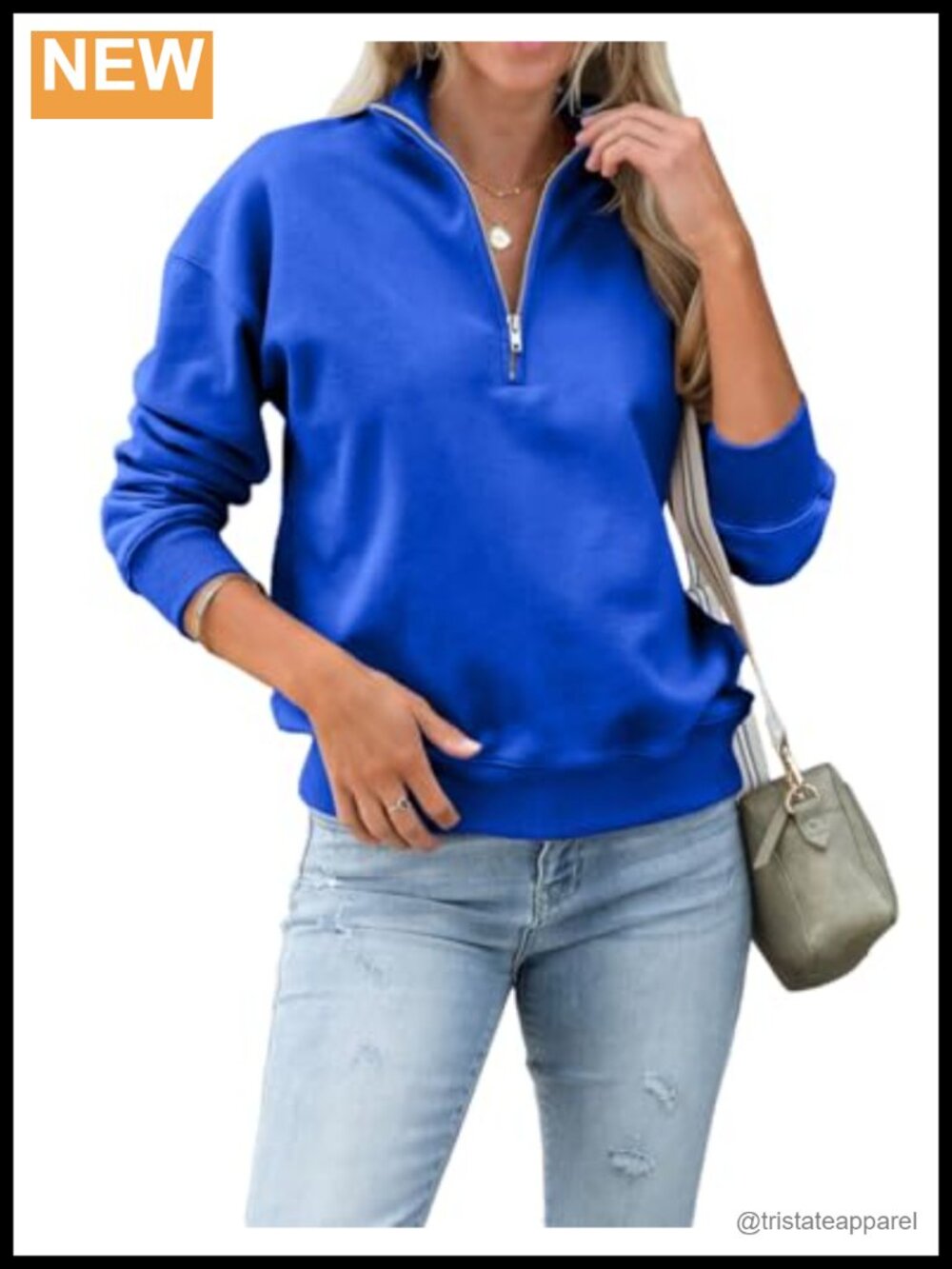 Quarter Zip Pullover Womens Half Zip Sweatshirt Ribbed Slim Fit Casual